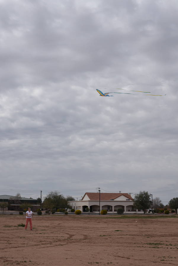 Jen flying a kite