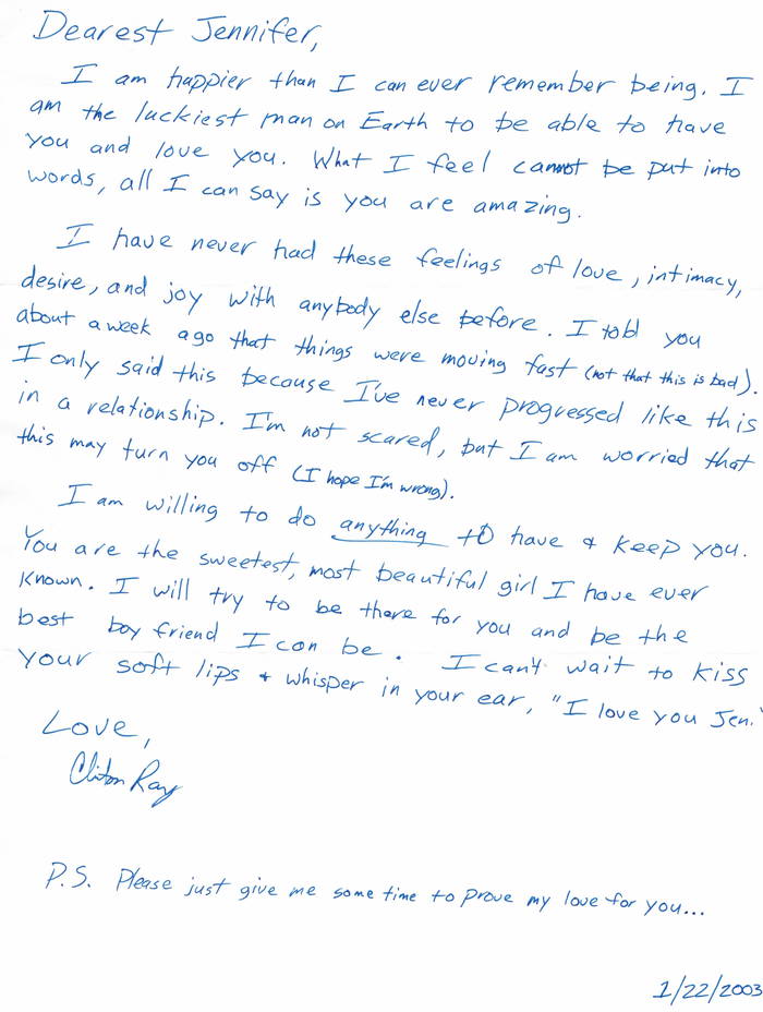 My love letter to Jenny in 2003