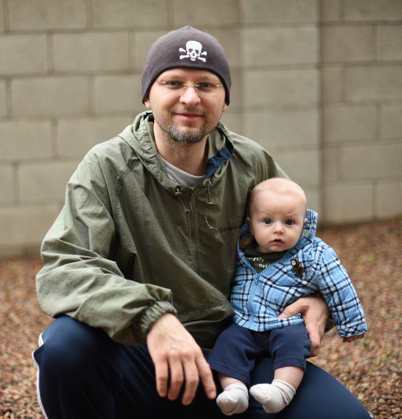 Dad and Remy on a cloudy day