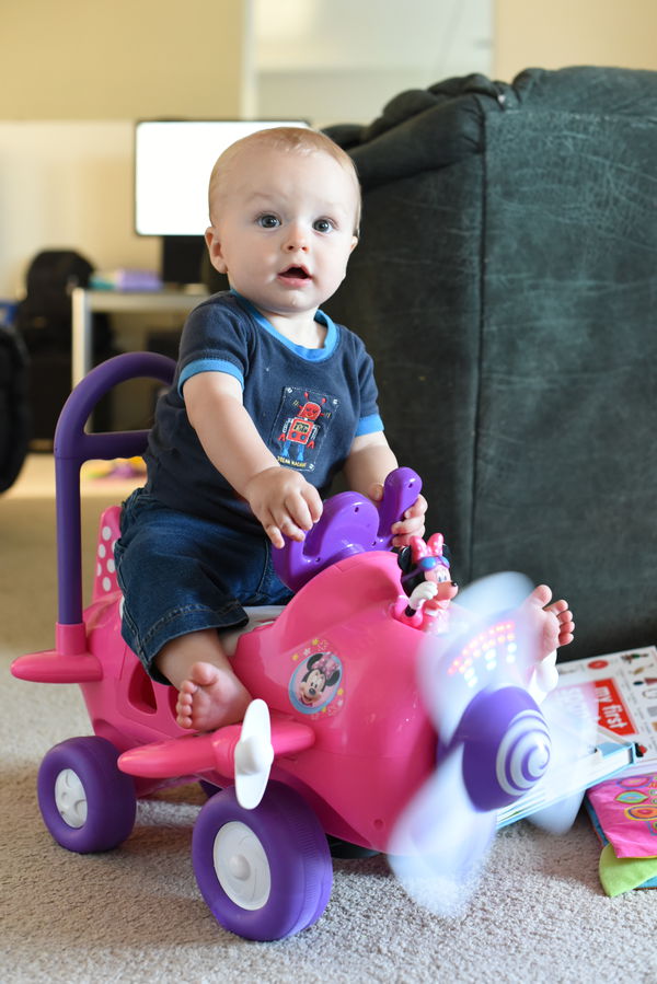 Remy on the Mini Mouse airplane