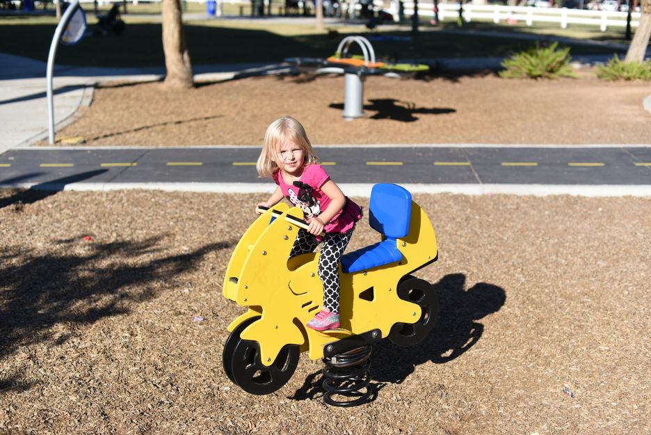 Priya on the spring motorcycle