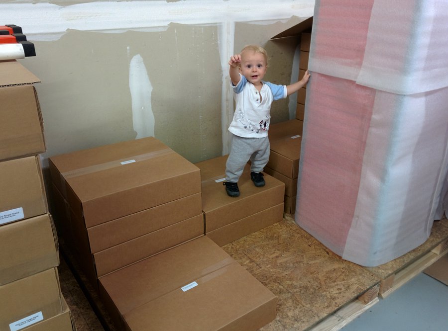 Remy on boxes at Target Meister
