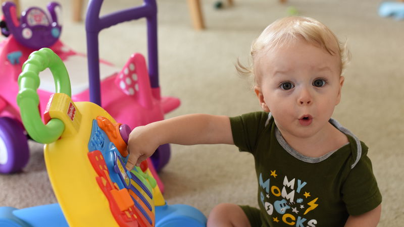 Remy is surprised by his toys