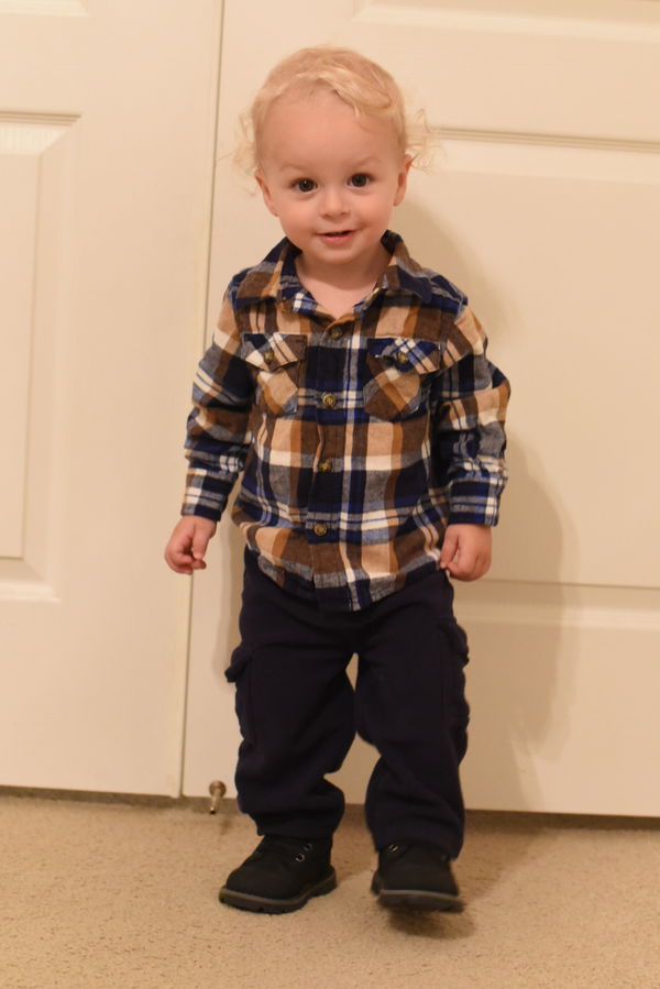 Remy in his Christmas shirt from grandma