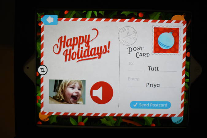 Priya made a holiday card on the iPad