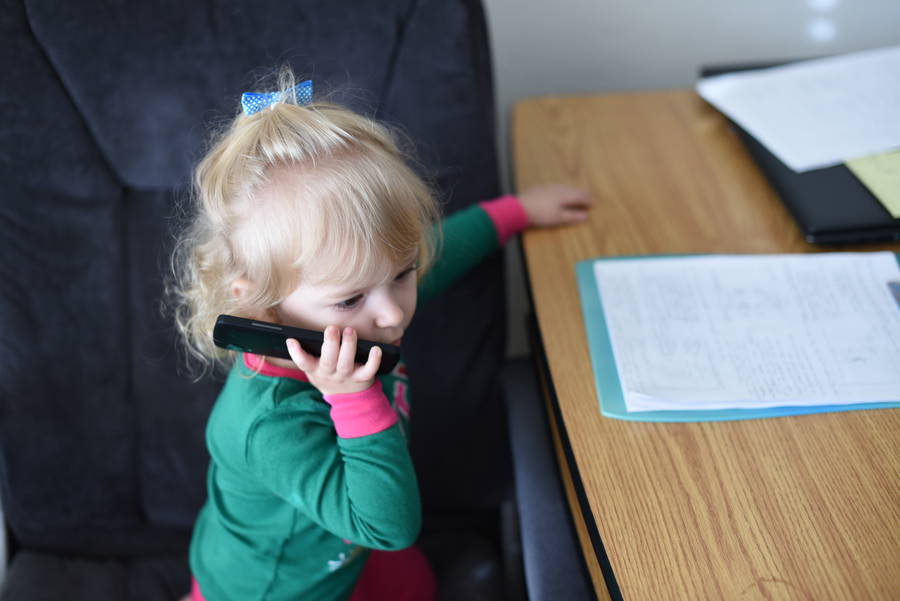 Priya on a business call