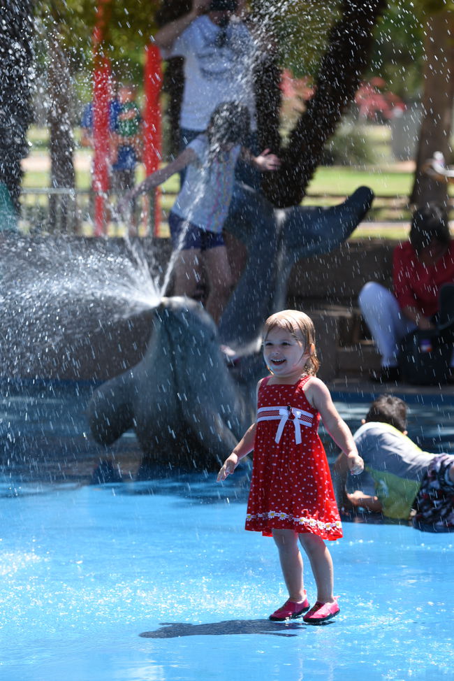 Priya at the splash pad